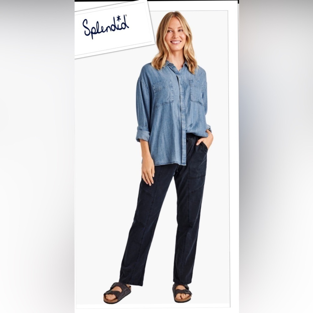 Splendid Supersoft Tencel® lyocell Chambray Denim Long Sleeve Button Up XS Top